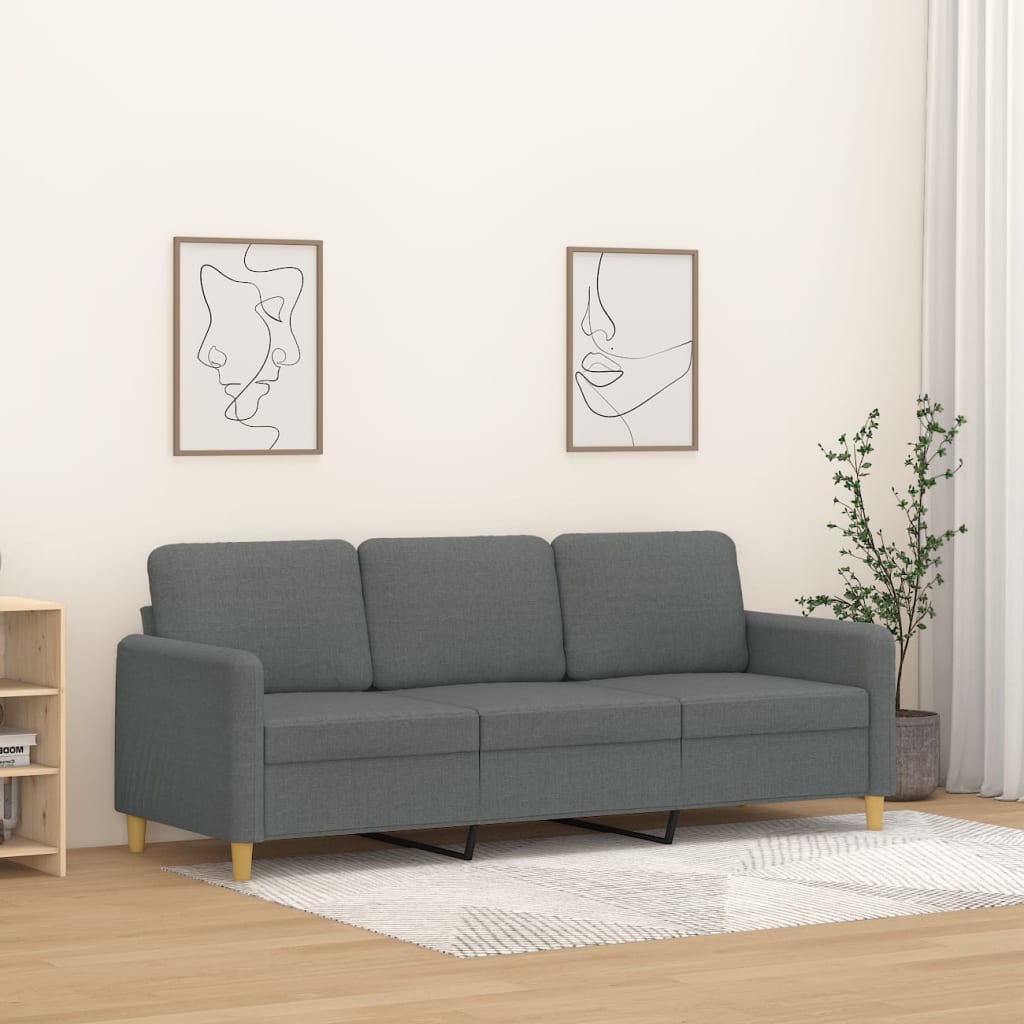 3-personers sofa 180 cm stof mrkegr