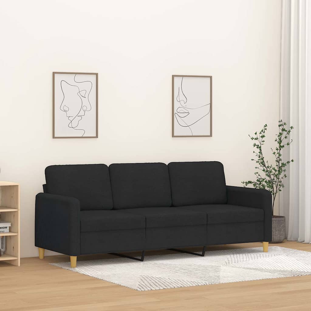 3-personers sofa i stof - sort, 180 cm sædebredde