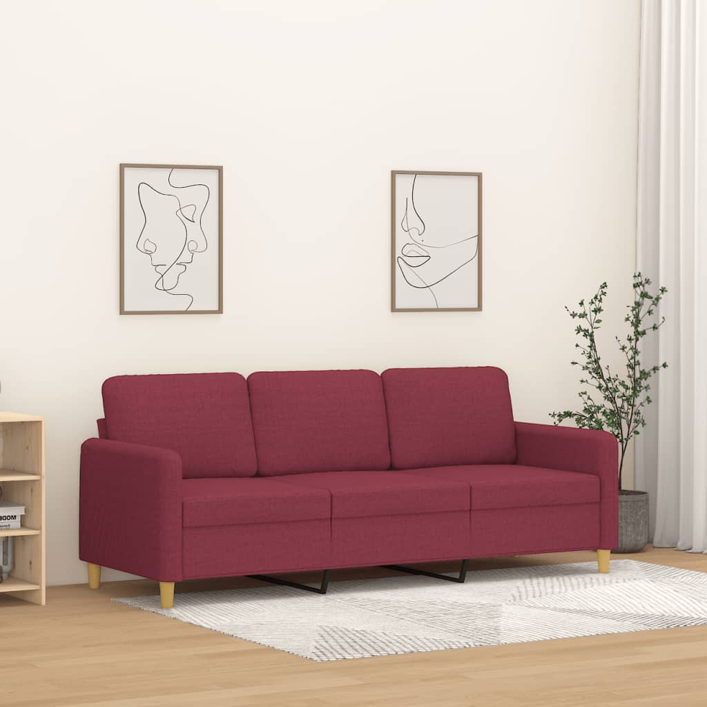 3-personers sofa 180 cm stof vinrød
