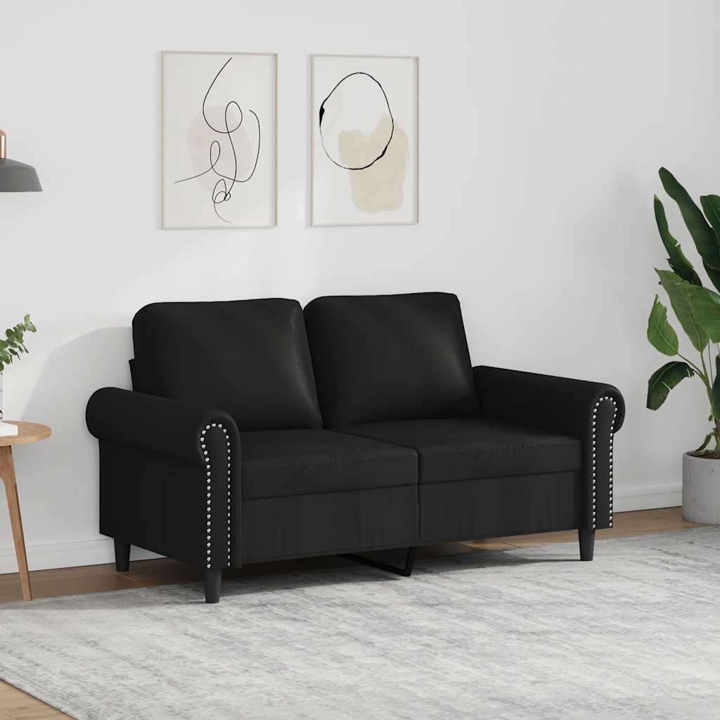 2-personers sofa i kunstlæder - 120 cm sædebredde, sort