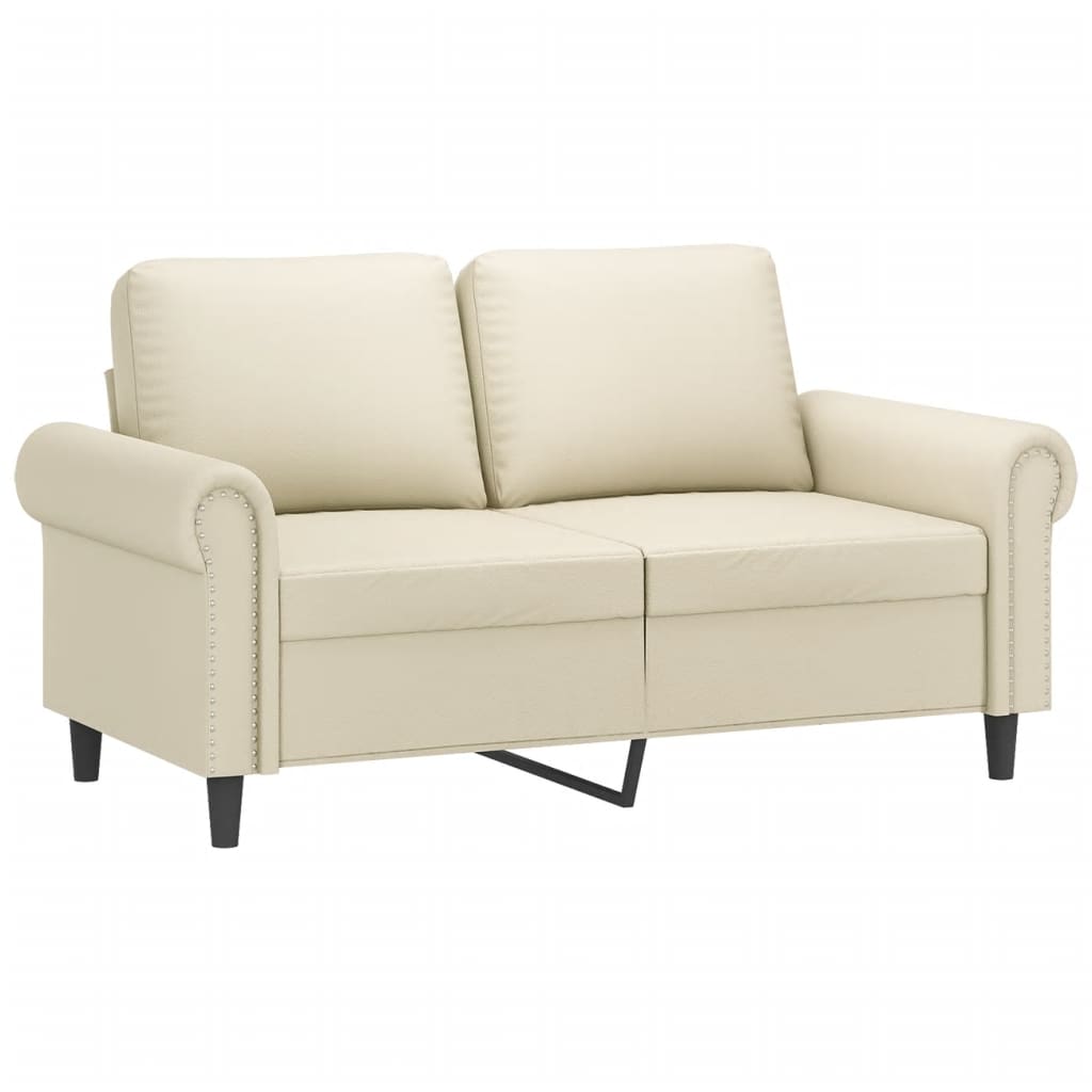 2-personers sofa 120 cm kunstlæder cremefarvet