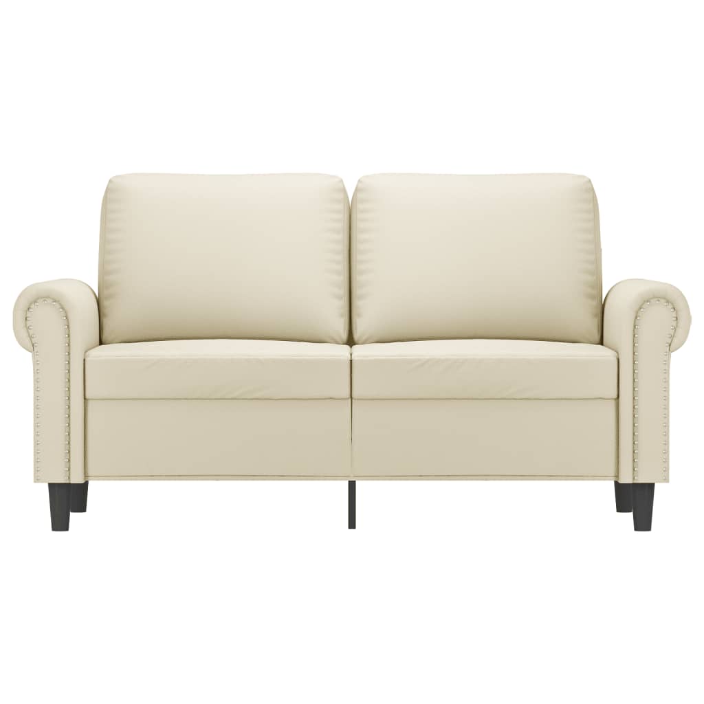 2-personers sofa 120 cm kunstlæder cremefarvet