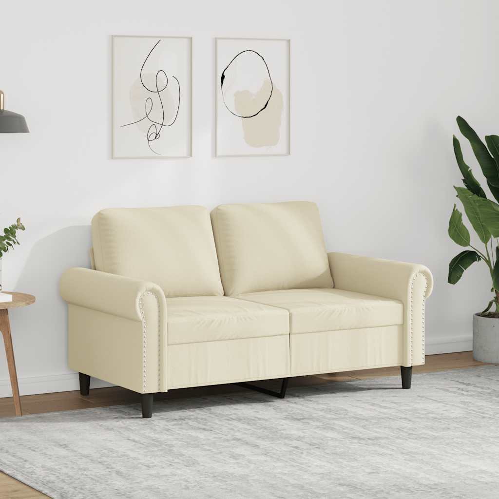2-personers sofa 120 cm kunstlæder cremefarvet billede