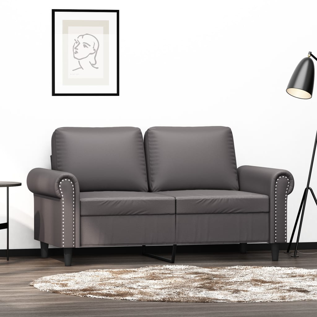 2-personers sofa 120 cm kunstlæder grå
