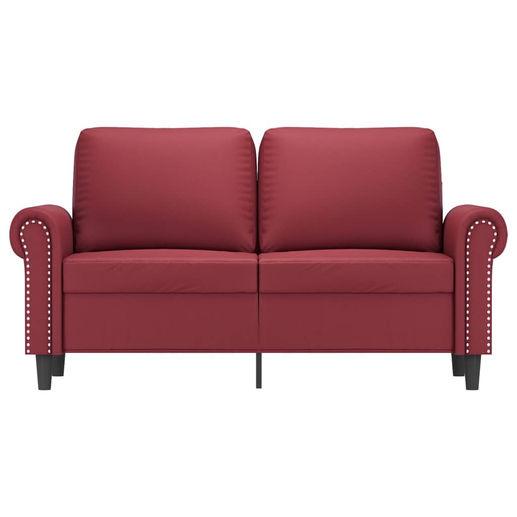 2-personers sofa 120 cm kunstlæder vinrød