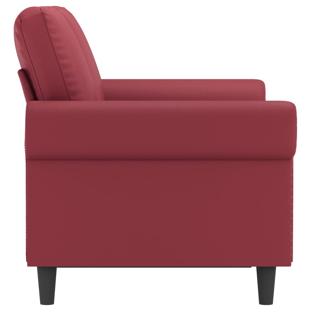 2-personers sofa 120 cm kunstlæder vinrød