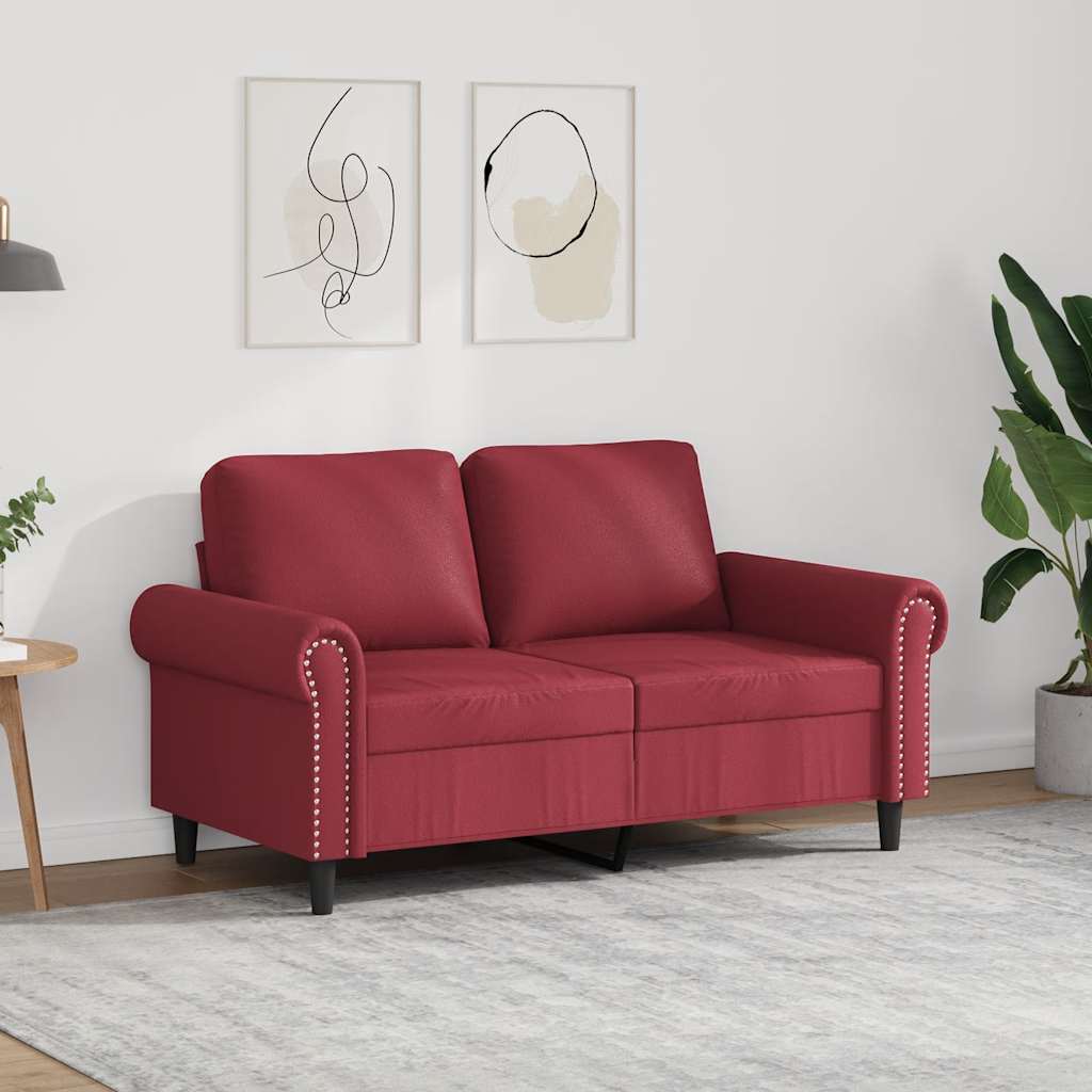 2-personers sofa 120 cm kunstlæder vinrød billede