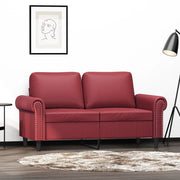 2-personers sofa 120 cm kunstlæder vinrød