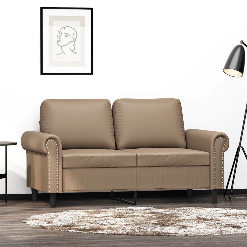2-personers sofa 120 cm kunstlæder cappuccino