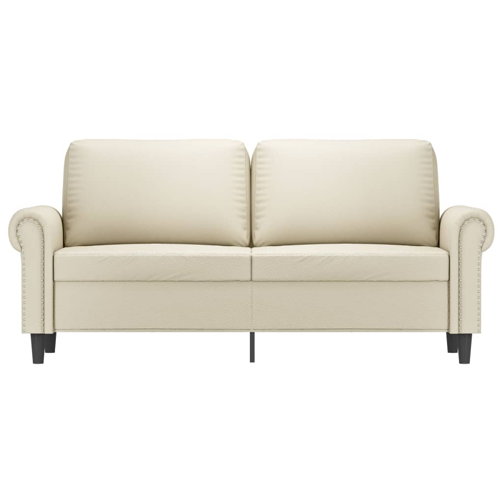 2-personers sofa 140 cm kunstlæder cremefarvet