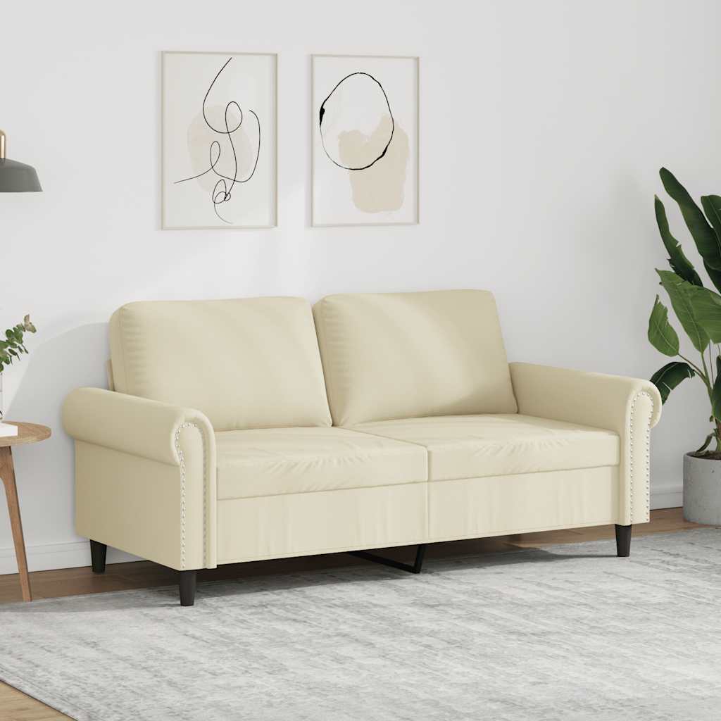 2-personers sofa i kunstlæder - cremefarvet, sædebredde 140 cm