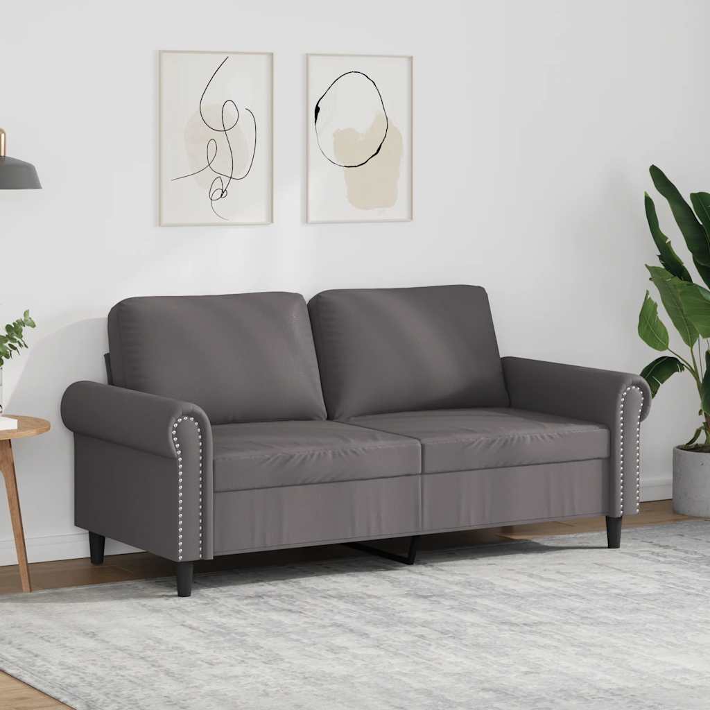 2-personers sofa i kunstlæder - grå, sædebredde 140 cm