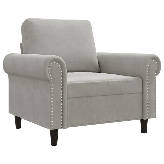 lænestol 60 cm velour lysegrå