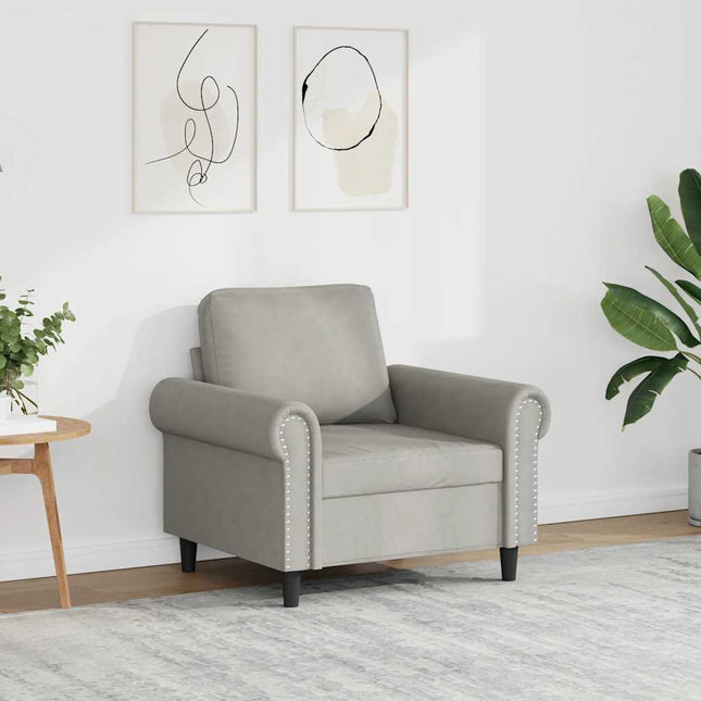 lænestol 60 cm velour lysegrå