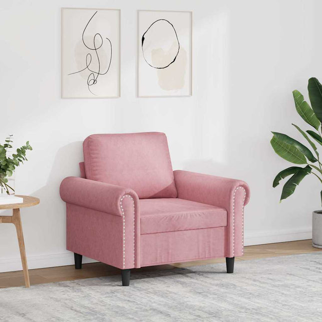 lænestol 60 cm velour lyserød