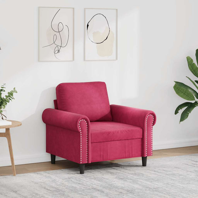 lænestol 60 cm velour vinrød