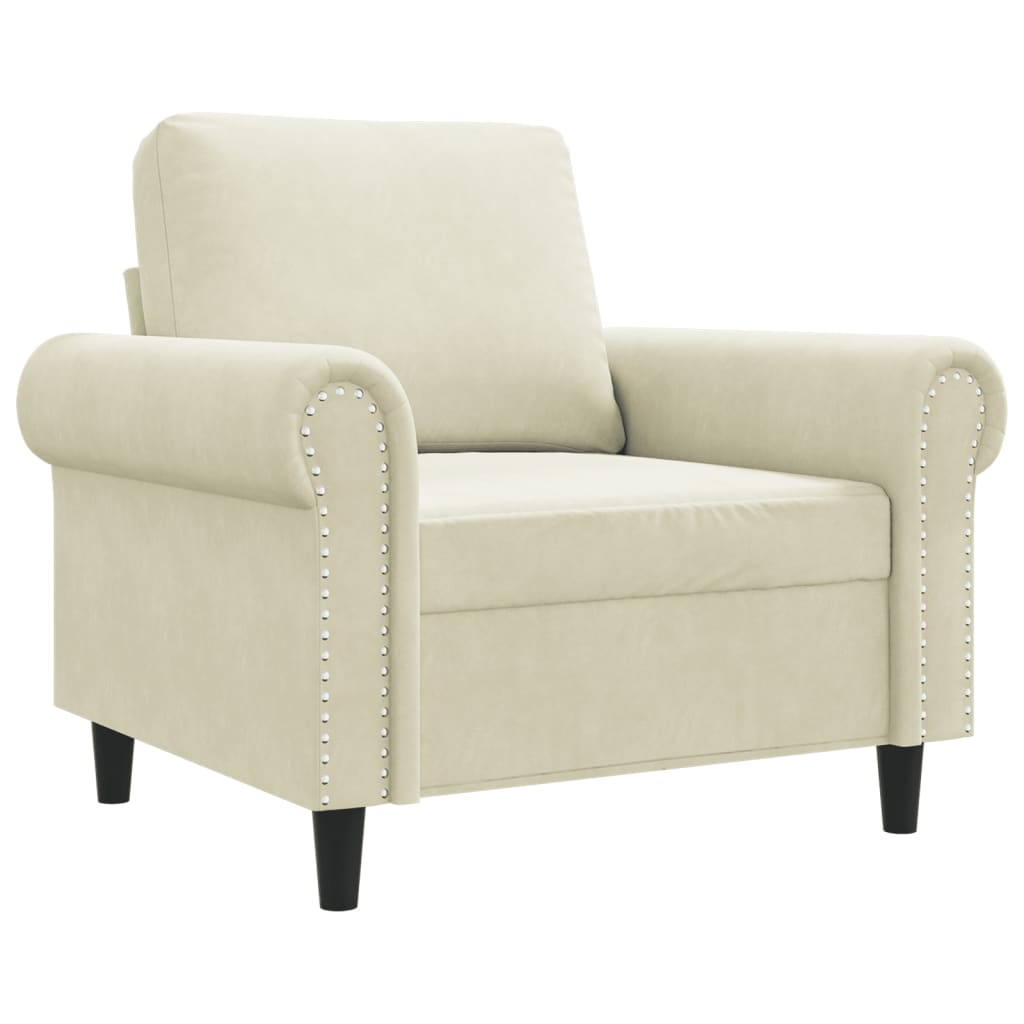 lænestol 60 cm velour cremefarvet