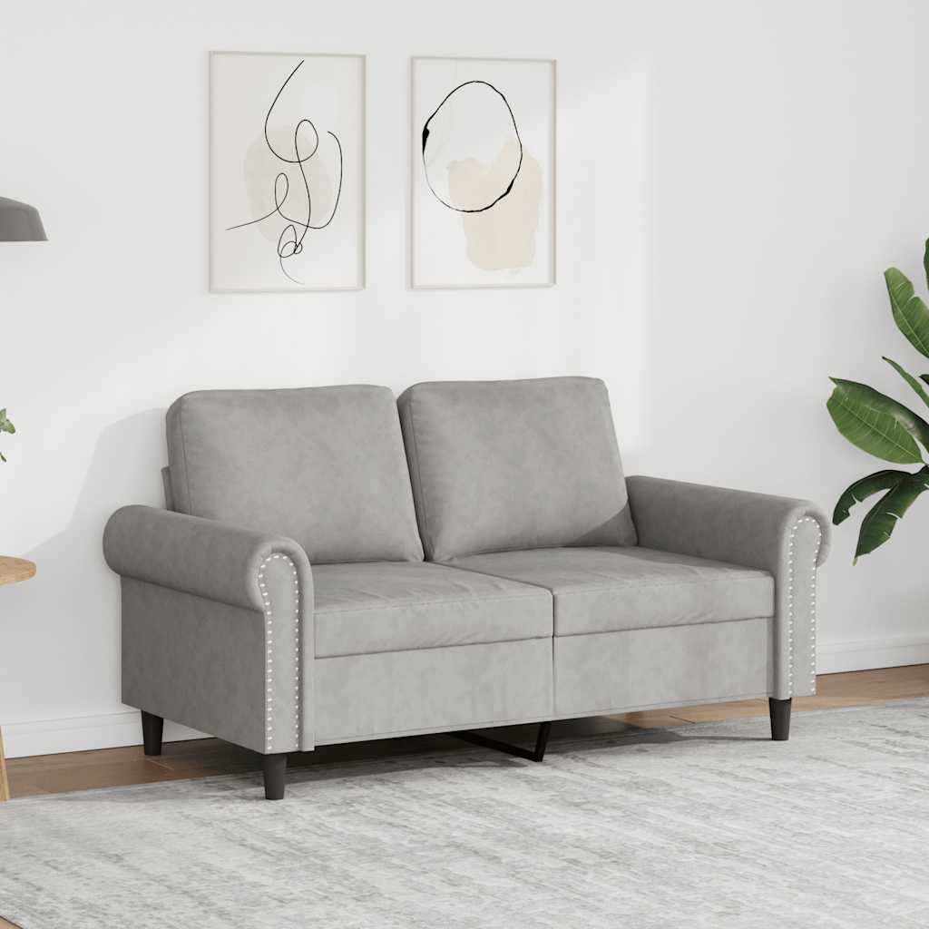 2-personers sofa i velour - lysegrå, sædebredde 120 cm