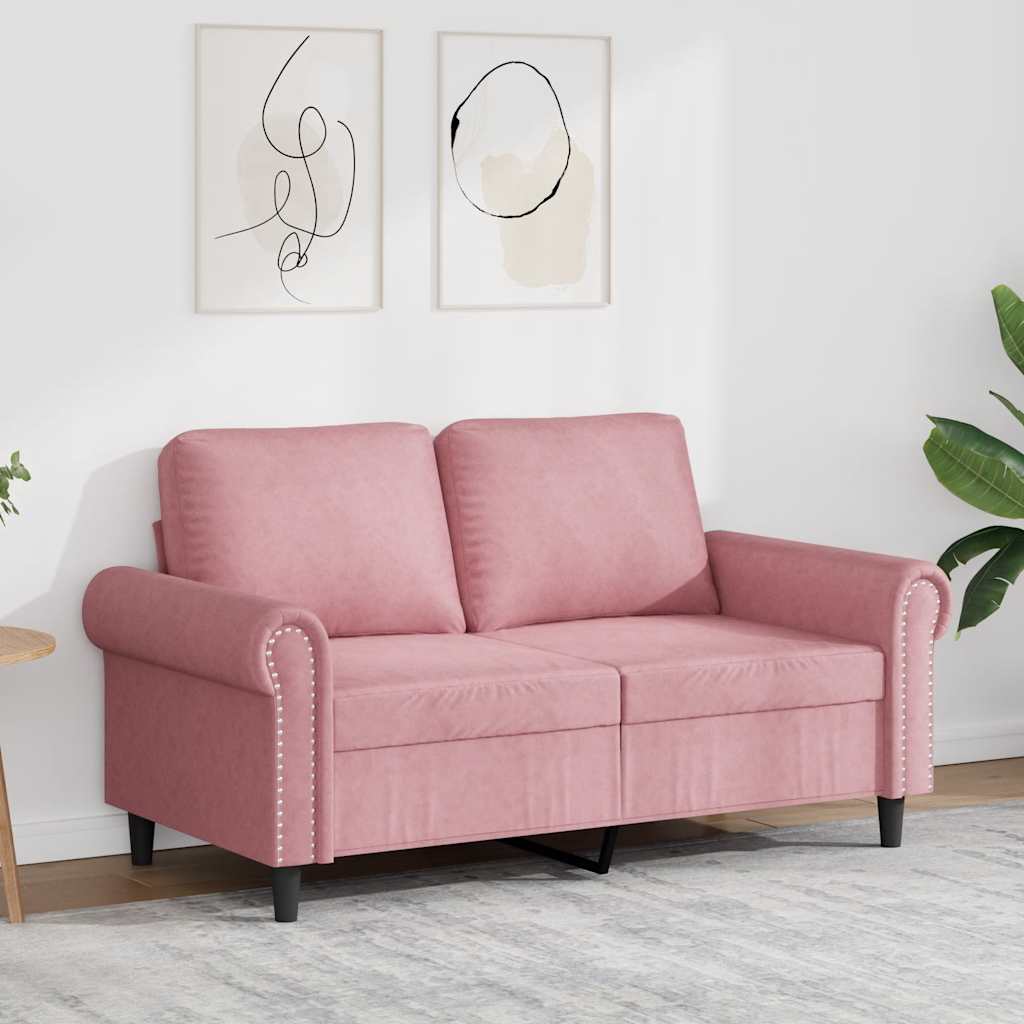 2-personers sofa 120 cm fløjl lyserød billede