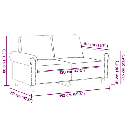 2-personers sofa 120 cm fløjl sort