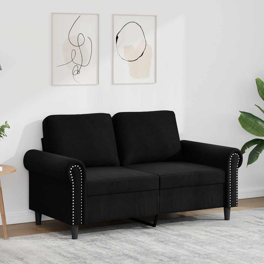 2-personers sofa i fløjl - 120 cm sædebredde, sort