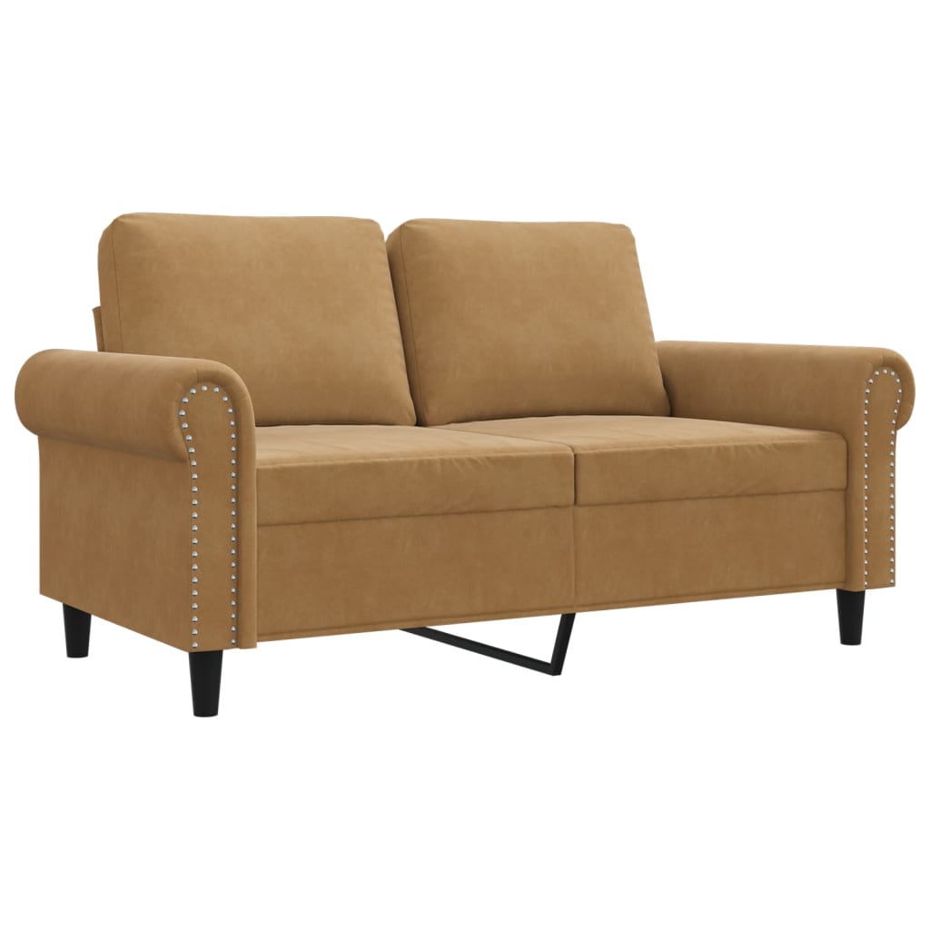 2-personers sofa 120 cm fløjl brun