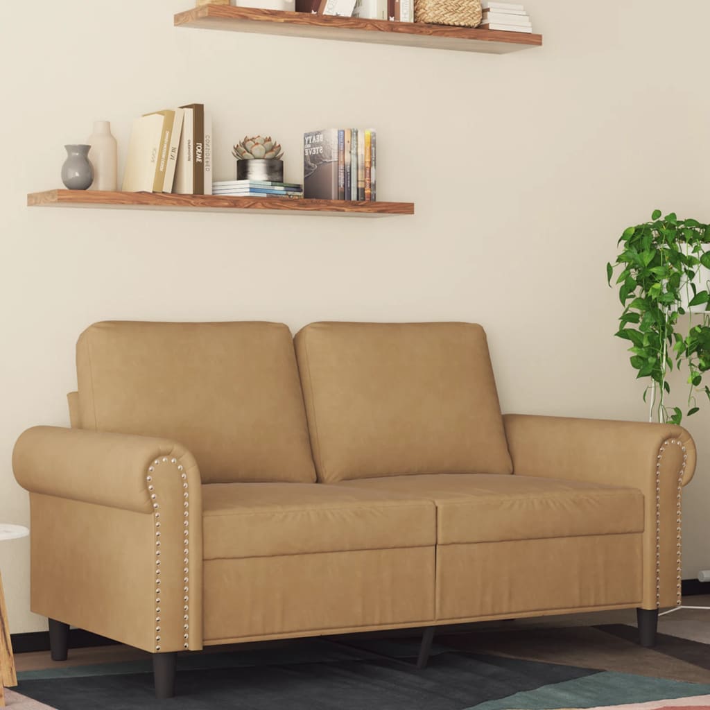 2-personers sofa 120 cm fløjl brun