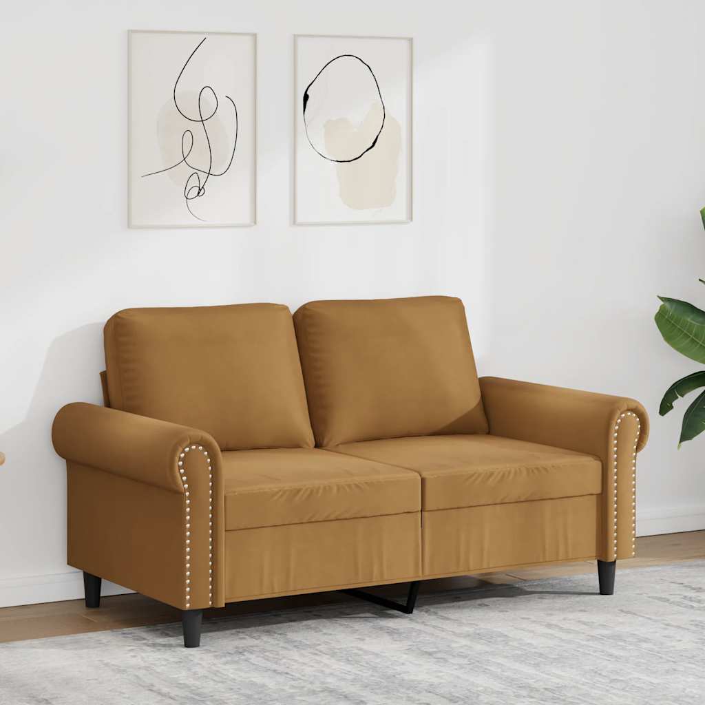 2-personers sofa 120 cm fløjl brun billede