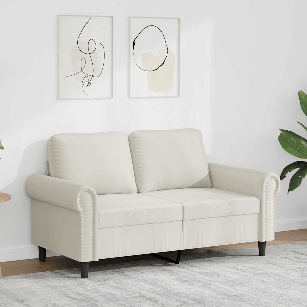 2-personers sofa i velour - cremefarvet, sædebredde 120 cm