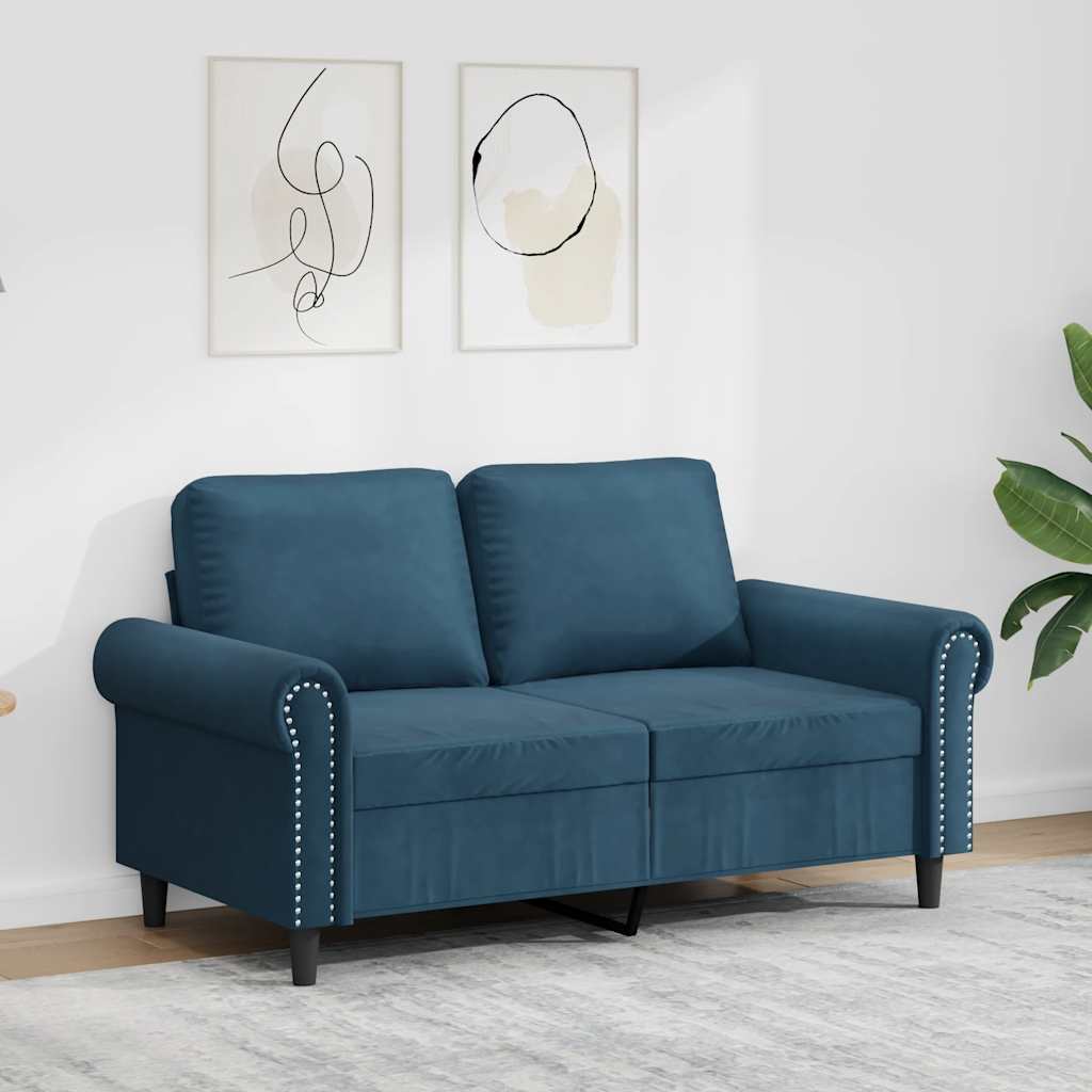 2-personers sofa 120 cm fløjl blå billede