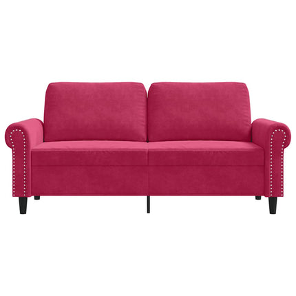 2-personers sofa 140 cm fløjl vinrød