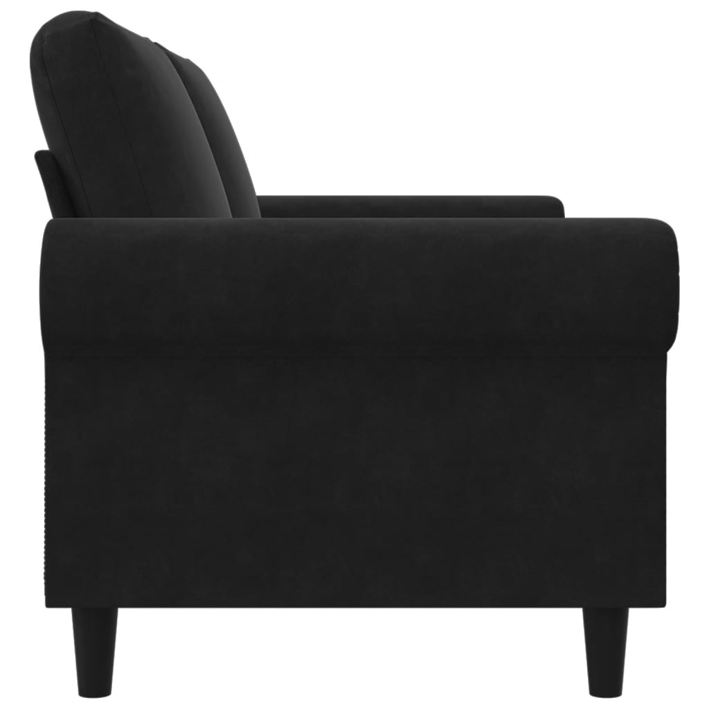 2-personers sofa 140 cm fløjl sort