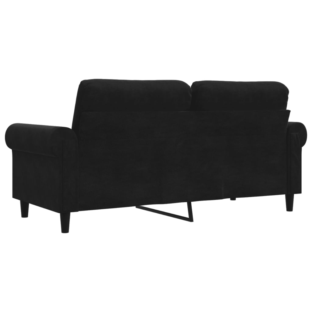 2-personers sofa 140 cm fløjl sort