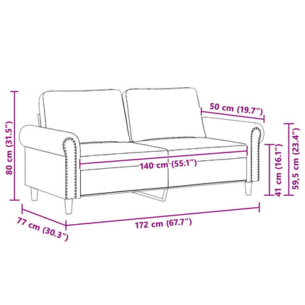 2-personers sofa 140 cm fløjl sort
