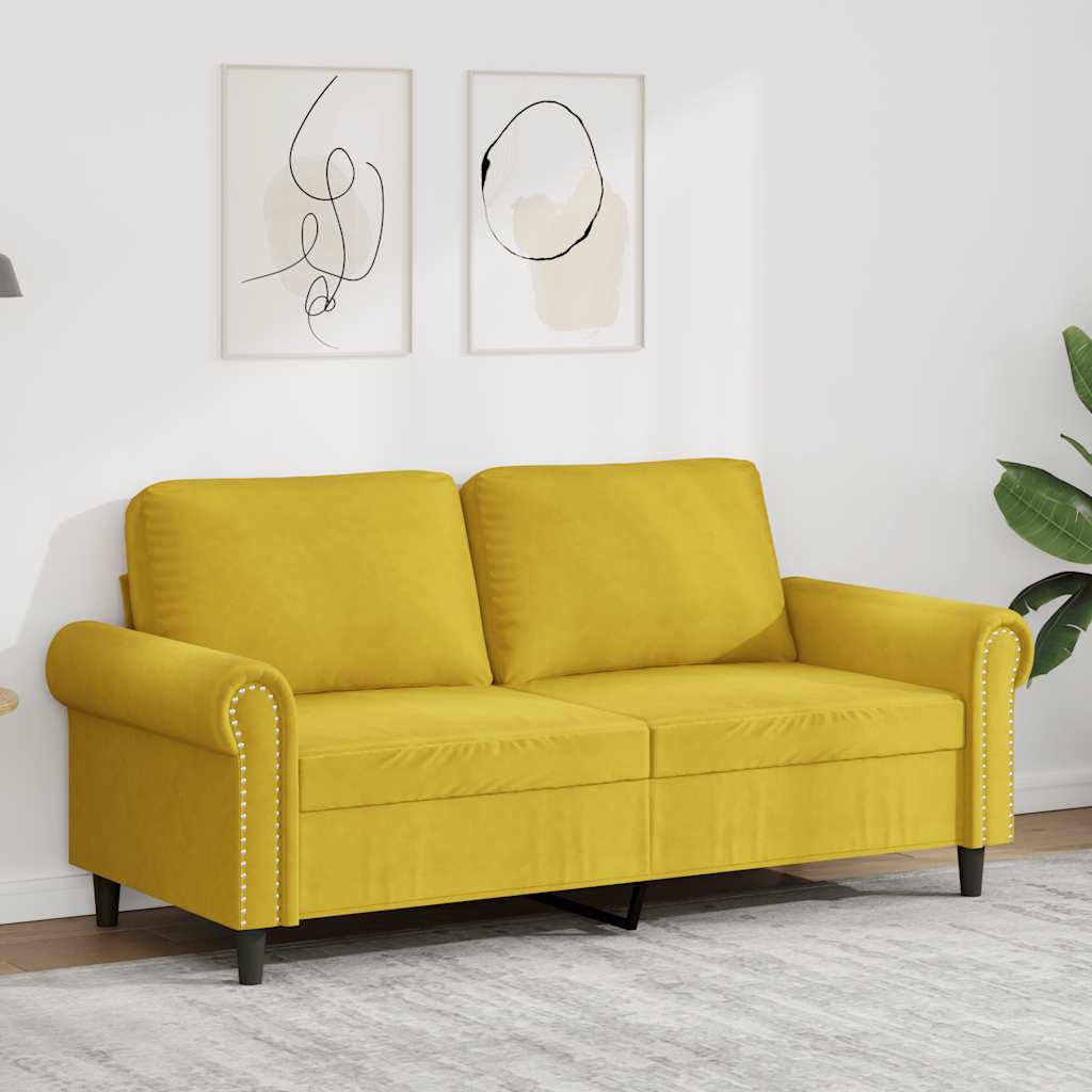 2-personers sofa 140 cm fløjl gul billede