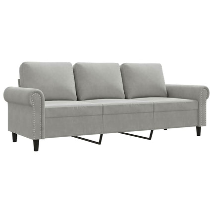 3-personers sofa 180 cm velour lysegrå