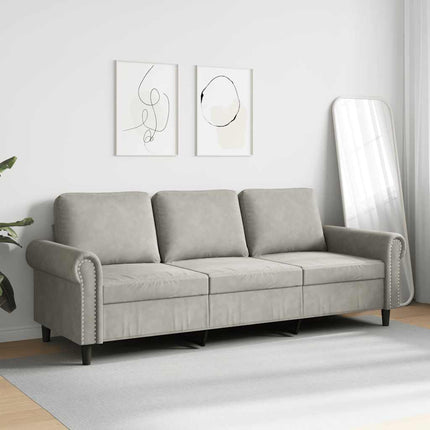 3-personers sofa 180 cm velour lysegrå