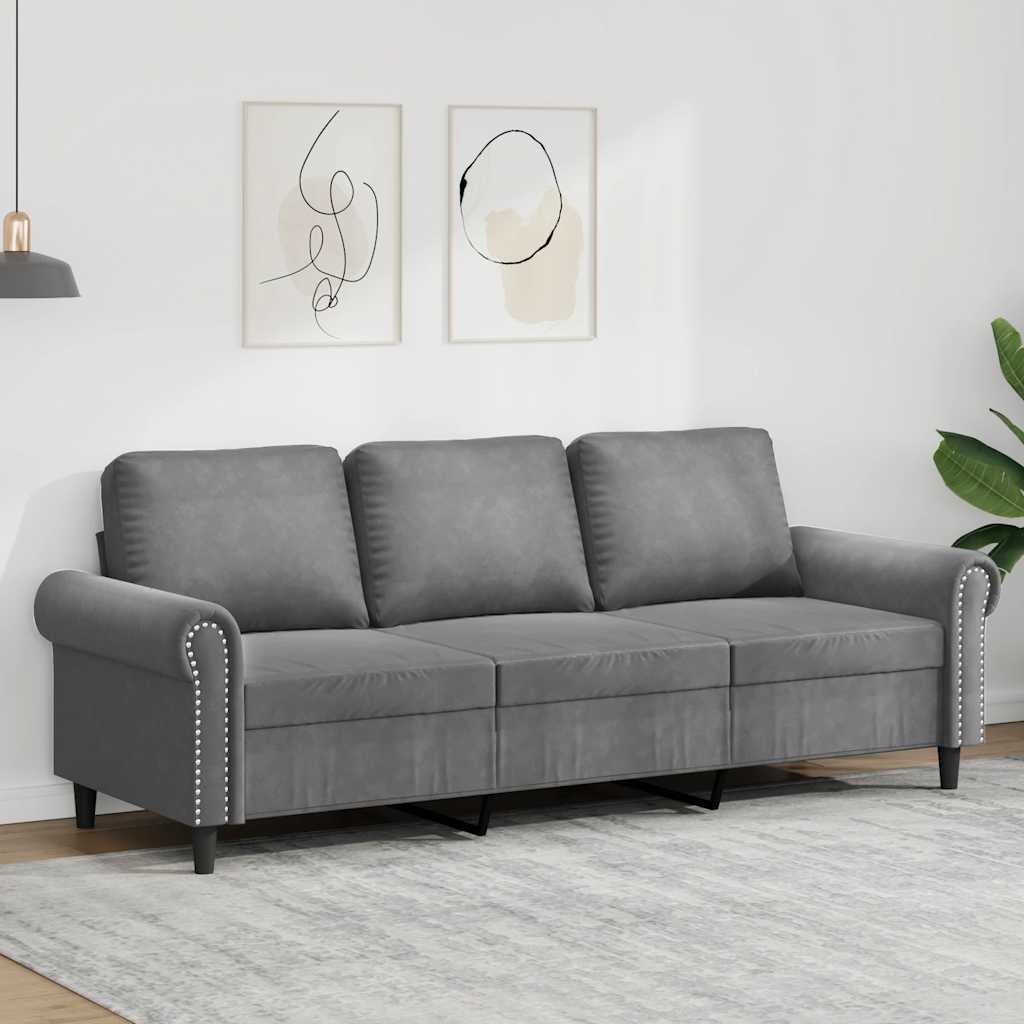 vidaXL 3-personers sofa 180 cm fløjl mørkegrå