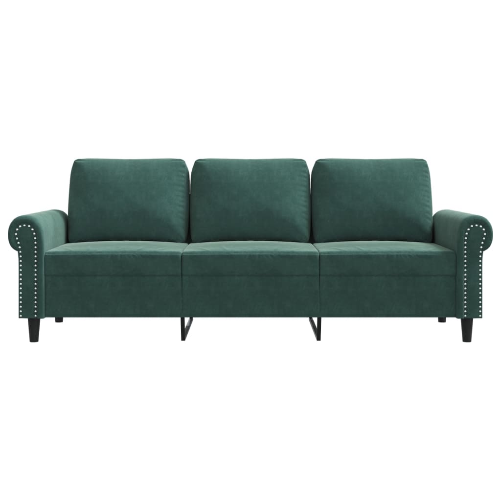 3-personers sofa 180 cm fløjl mørkegrøn