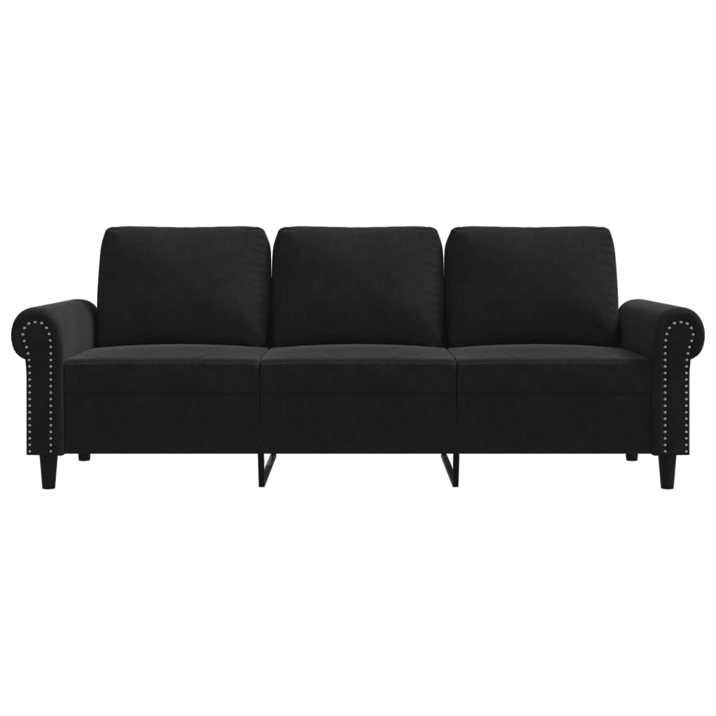 3-personers sofa 180 cm velour sort