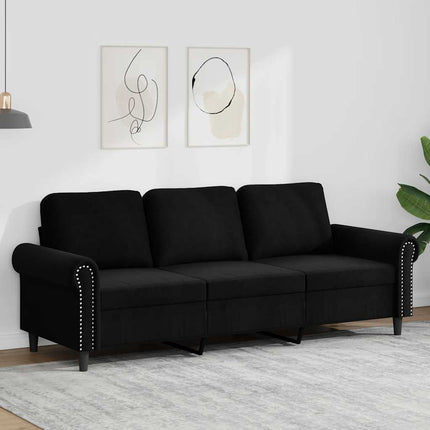 3-personers sofa 180 cm velour sort