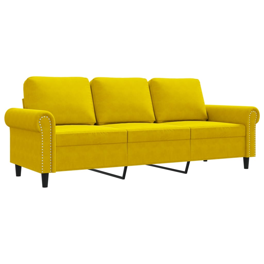 3-personers sofa 180 cm velour gul