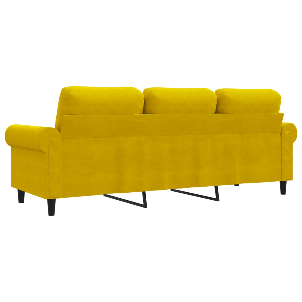 3-personers sofa 180 cm velour gul