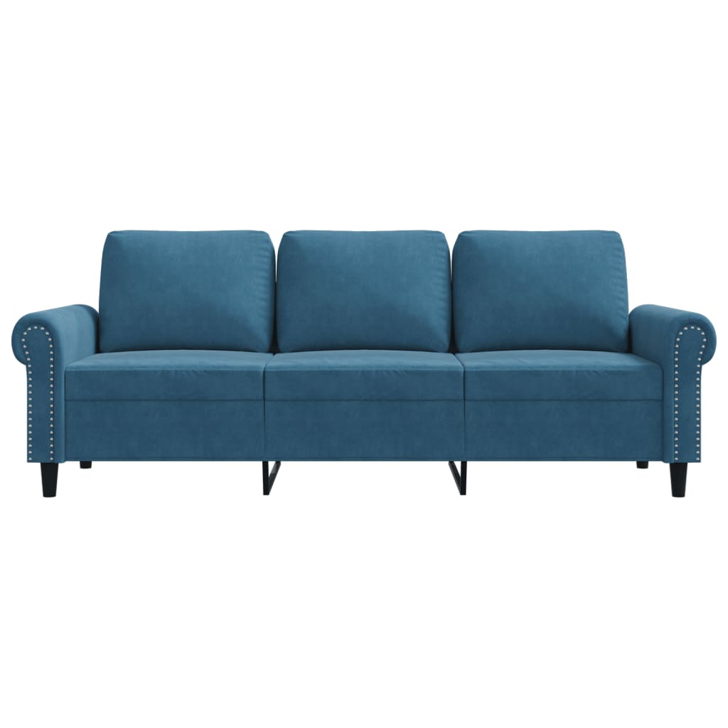 3-personers sofa 180 cm velour blå