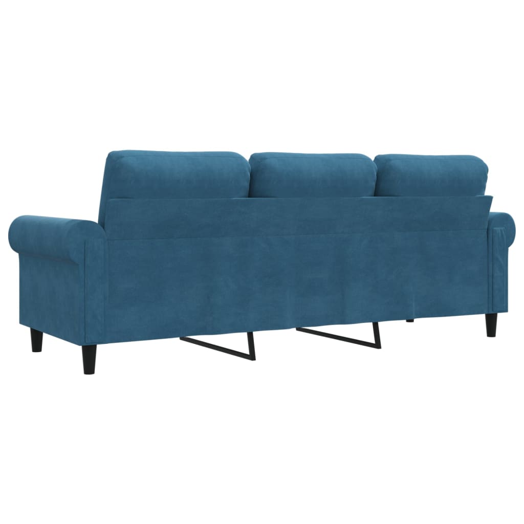 3-personers sofa 180 cm velour blå