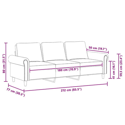 3-personers sofa 180 cm velour blå