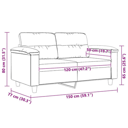 2-personers sofa 120 cm mikrofiberstof cremefarvet