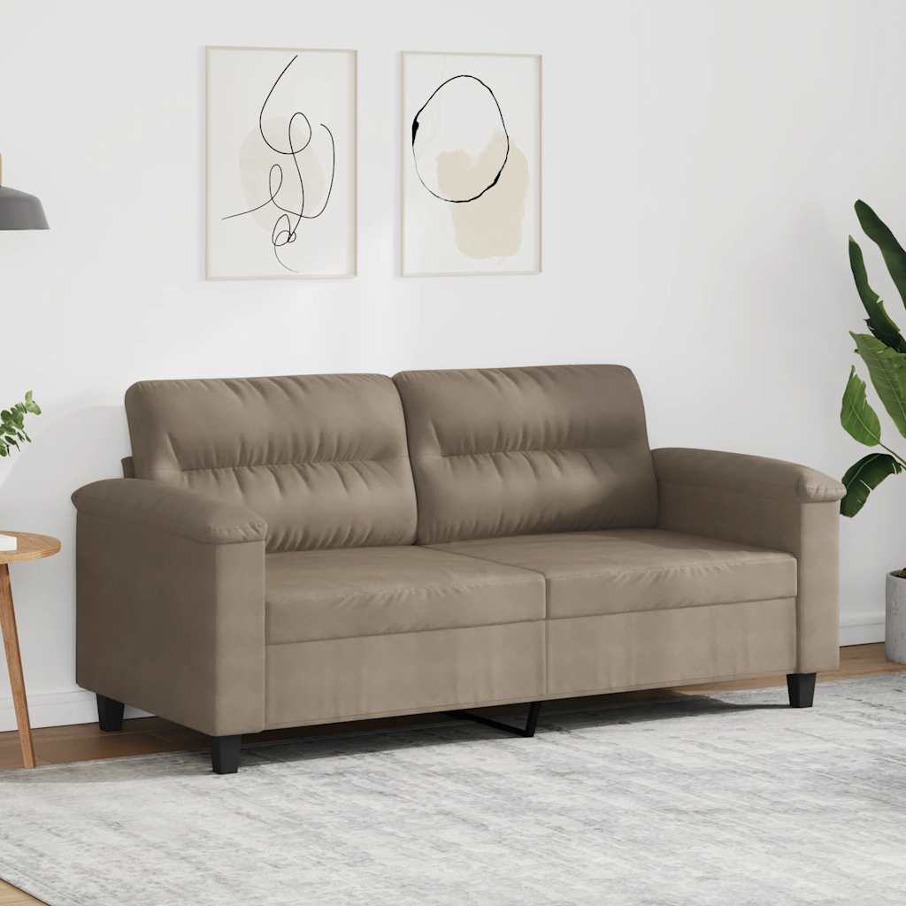 2-personers sofa 140 cm mikrofiberstof gråbrun billede