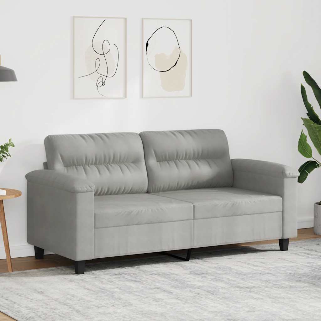2-personers sofa i mikrofiber - 140 cm sædebredde, lysegrå