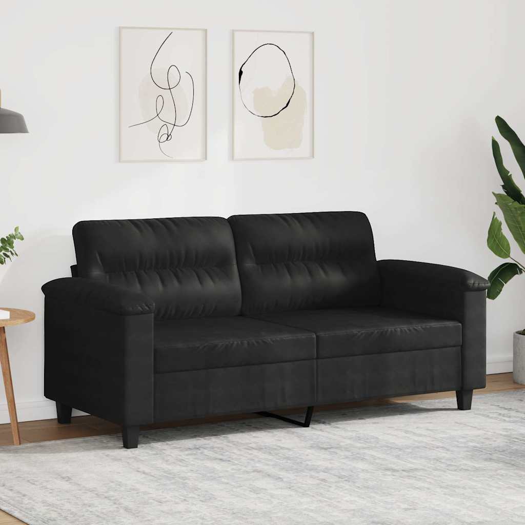 2-personers sofa i mikrofiber - sort, sædebredde 140 cm